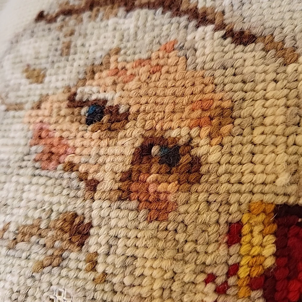 Vintage Holiday Santa Needlepoint Throw Pillow - 10